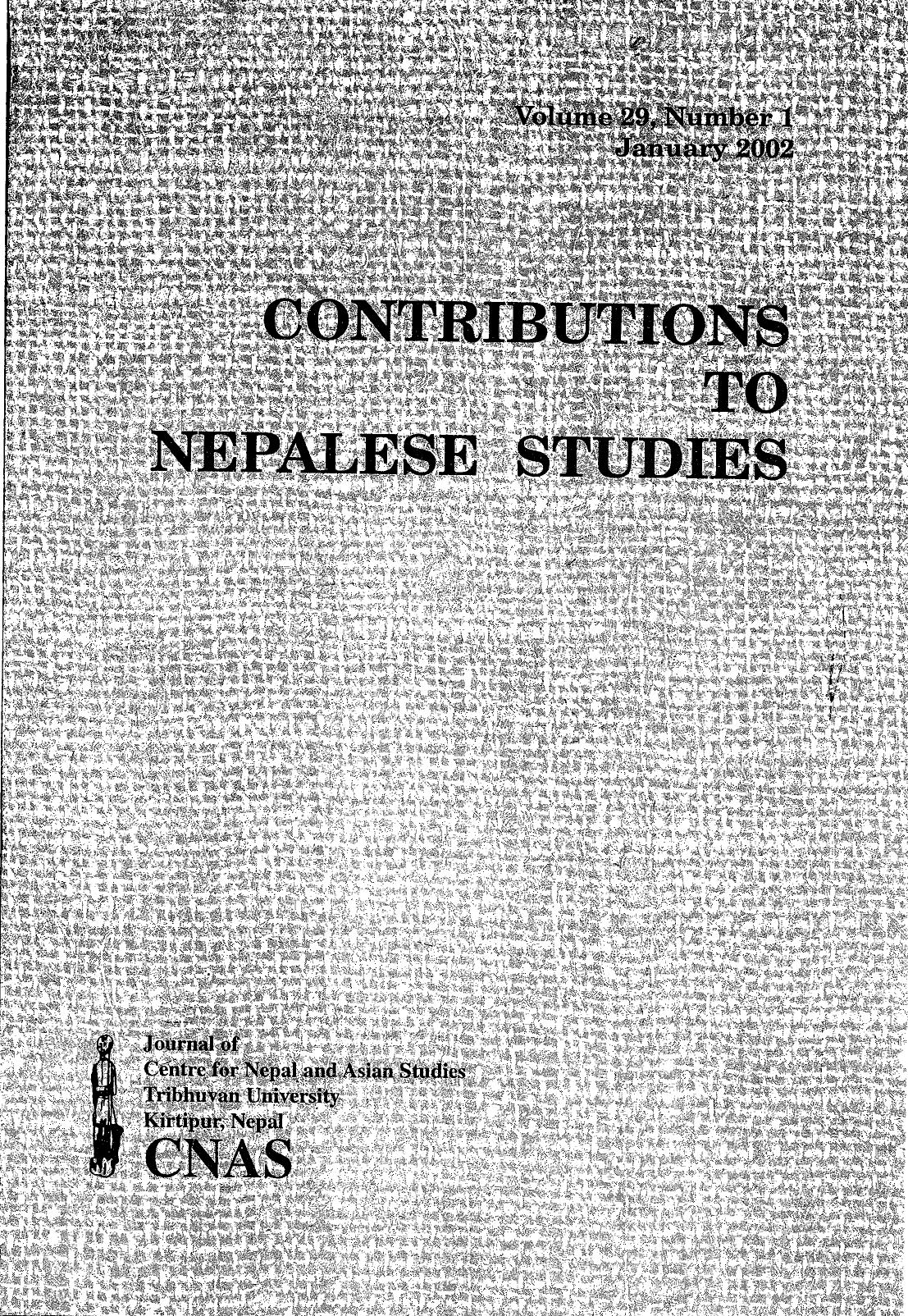 Contributions To Nepalese Studies :Volume29-01